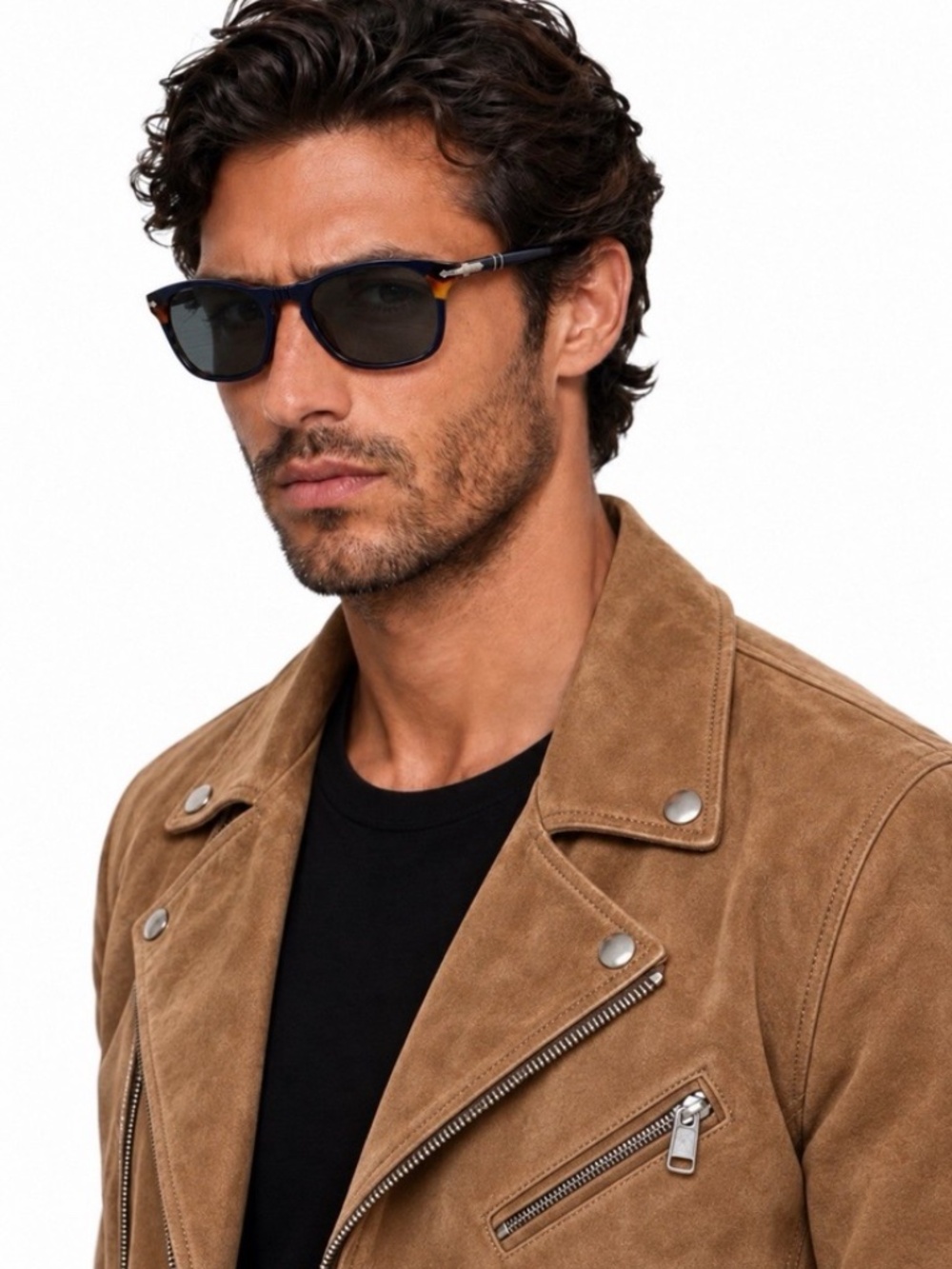 Persol 6649-S-M 1095/P1 55 18 Sunglasses Tortoise Brown / Blue Men's
